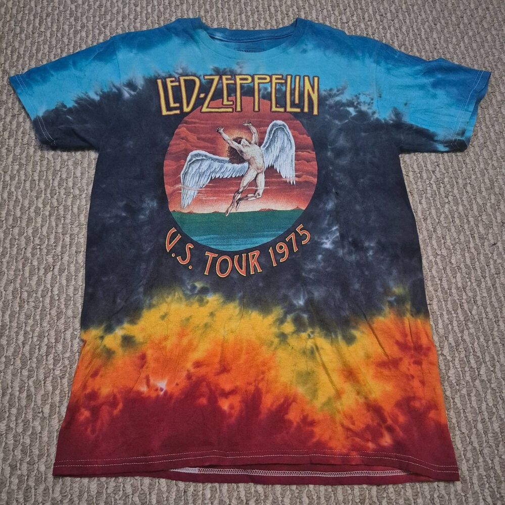 Led Zeppelin Graphic T-shirt 1975 US Tour Icarus Concert Tie Dye Adult Large S